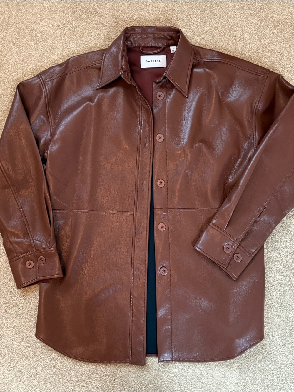 Aritzia Babaton Pelli Shirt Jacket in Cognac XS